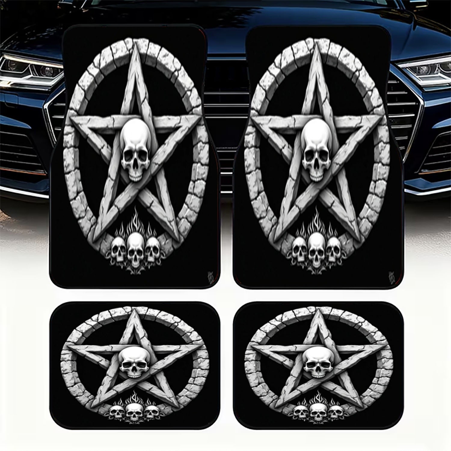 Car Floor Mats 4pcs, Skull & P - огляд і ціна Interior Design Monochrome