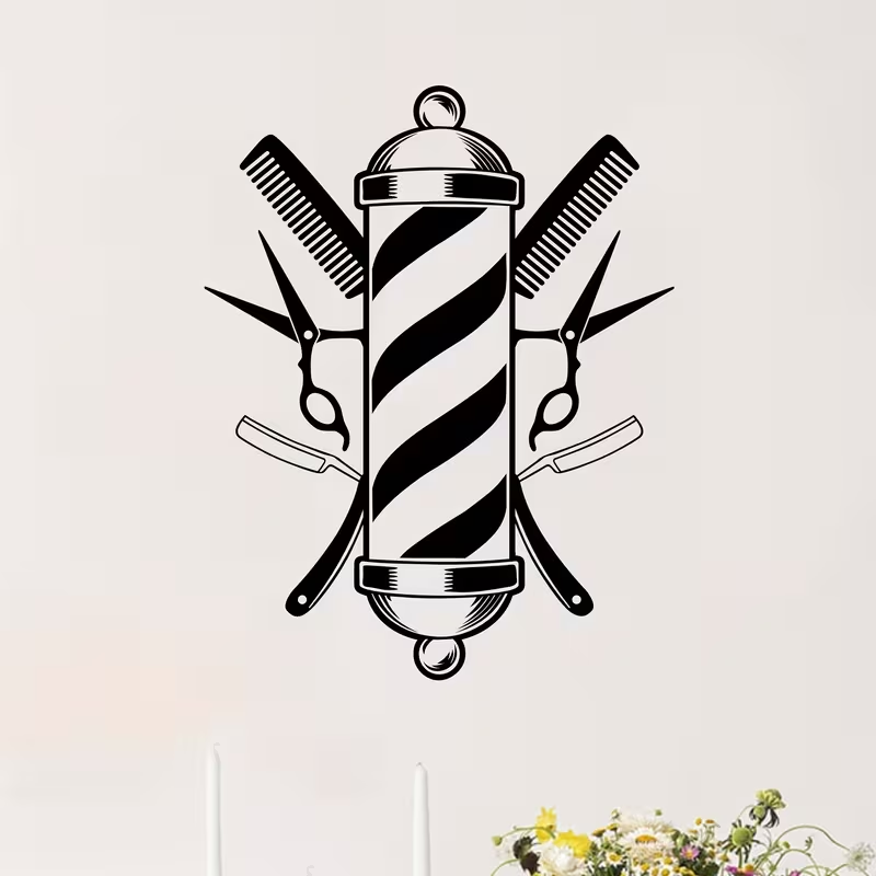 Barber Shop Wall Sticker Vinyl - огляд і ціна Interior Design With Wallpaper